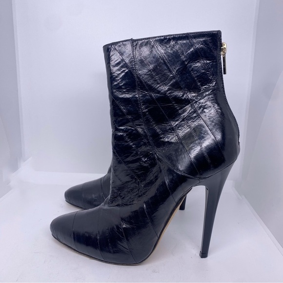 Jimmy Choo Brinley Eel Skin Black Stiletto Boots - Picture 3 of 6
